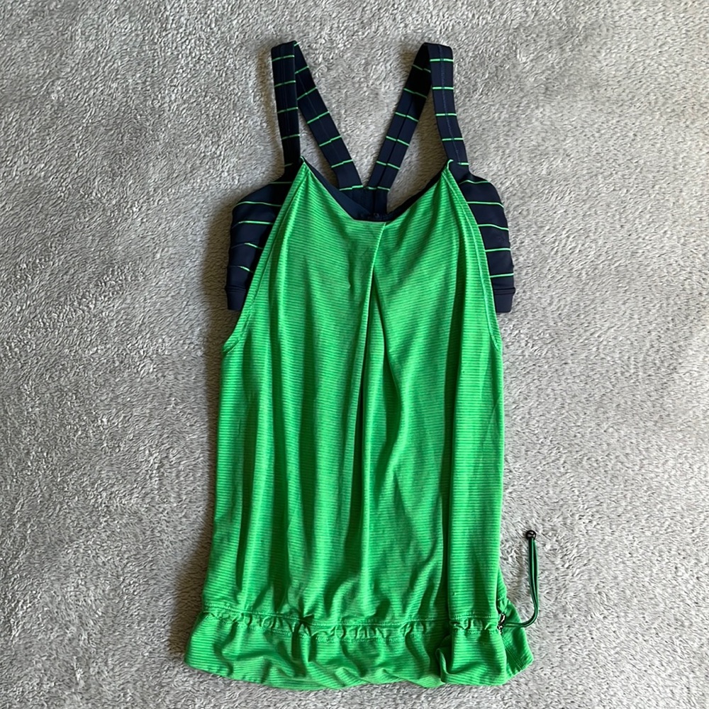Lululemon Back on Track tank with built in sports bra; size 4; like new